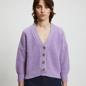 Rita Row "Hole" Cardigan in Lilac, Size Large